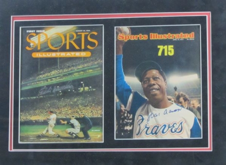 Hank Aaron and Eddie Mathews Signed Sports Illustrated Covers Display